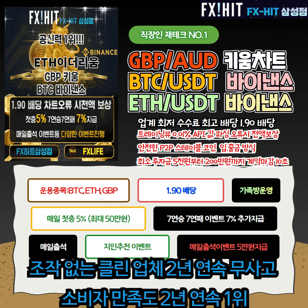 ✴️비트코인,이더리움,마진거래✴️FX히트삼성점✴️1.90배당✴️매충5%등 다양한혜택✴️