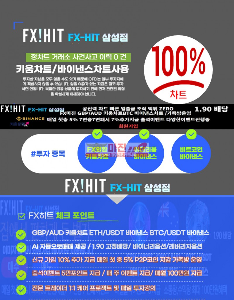 ✨✨조작걱정없는 FX마진거래 FX히트삼성점 키움증권/바이낸스차트 1.90 배당✨✨