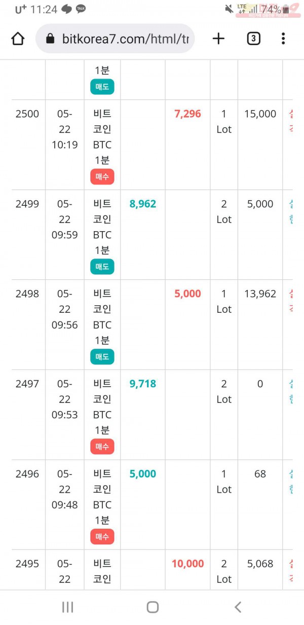 비트코리아 하나지사 수익인증