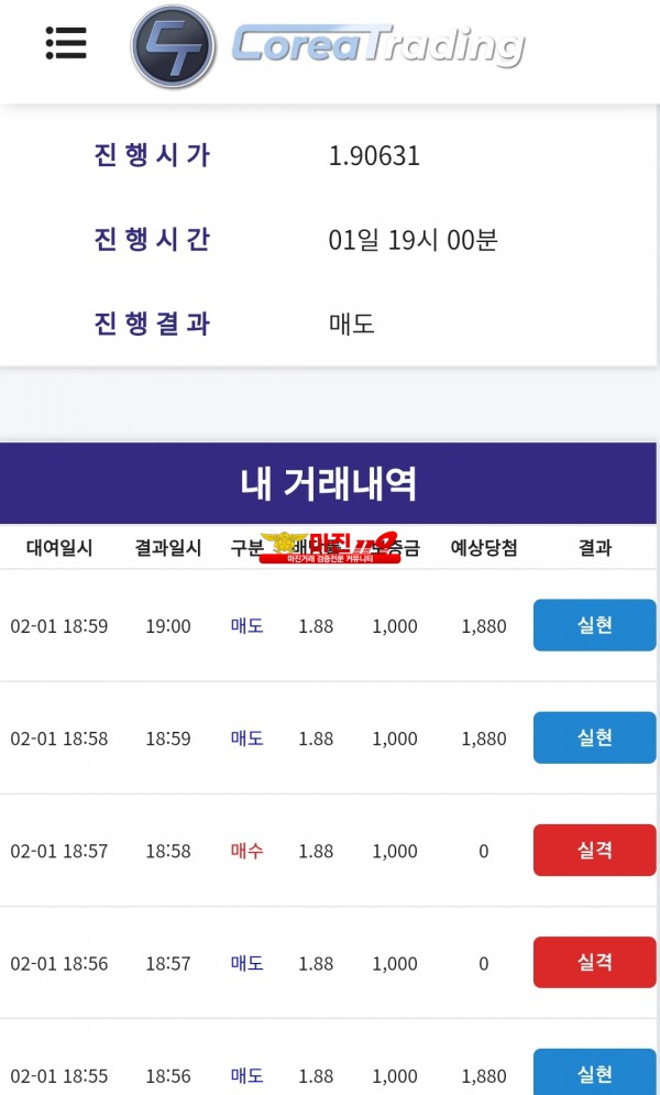 코리아 신뢰지사 수익입니다