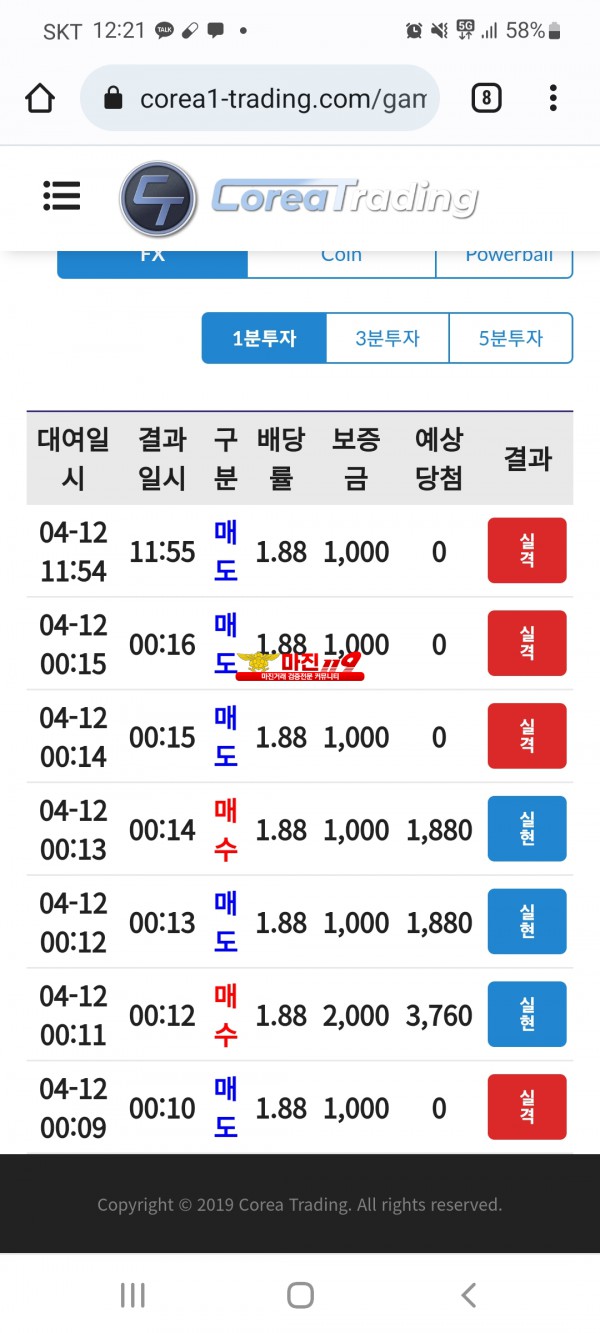 코리아 신뢰점 수익