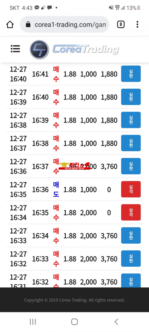 코리아 신뢰점 수익