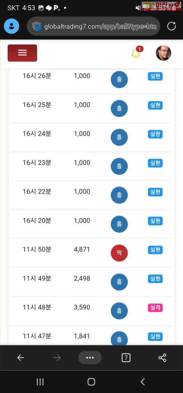 글로벌 777점 수익인증
