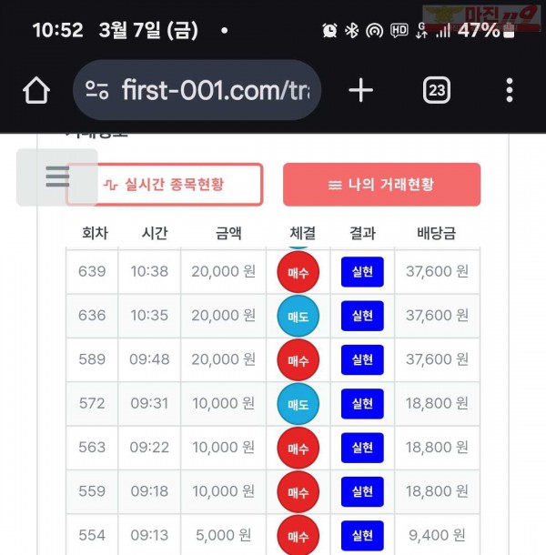 퍼스트트레이딩 신뢰점 3/7금 7연승인증