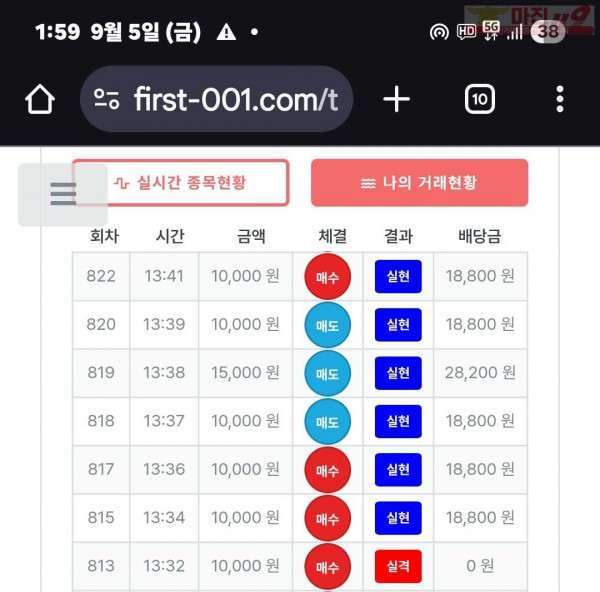 퍼스트트레이딩 신뢰점 9/5금 수익인증