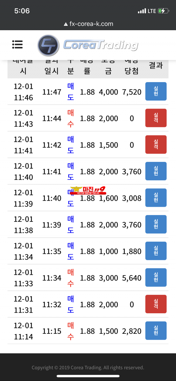 코리아 신뢰지점 수익인증