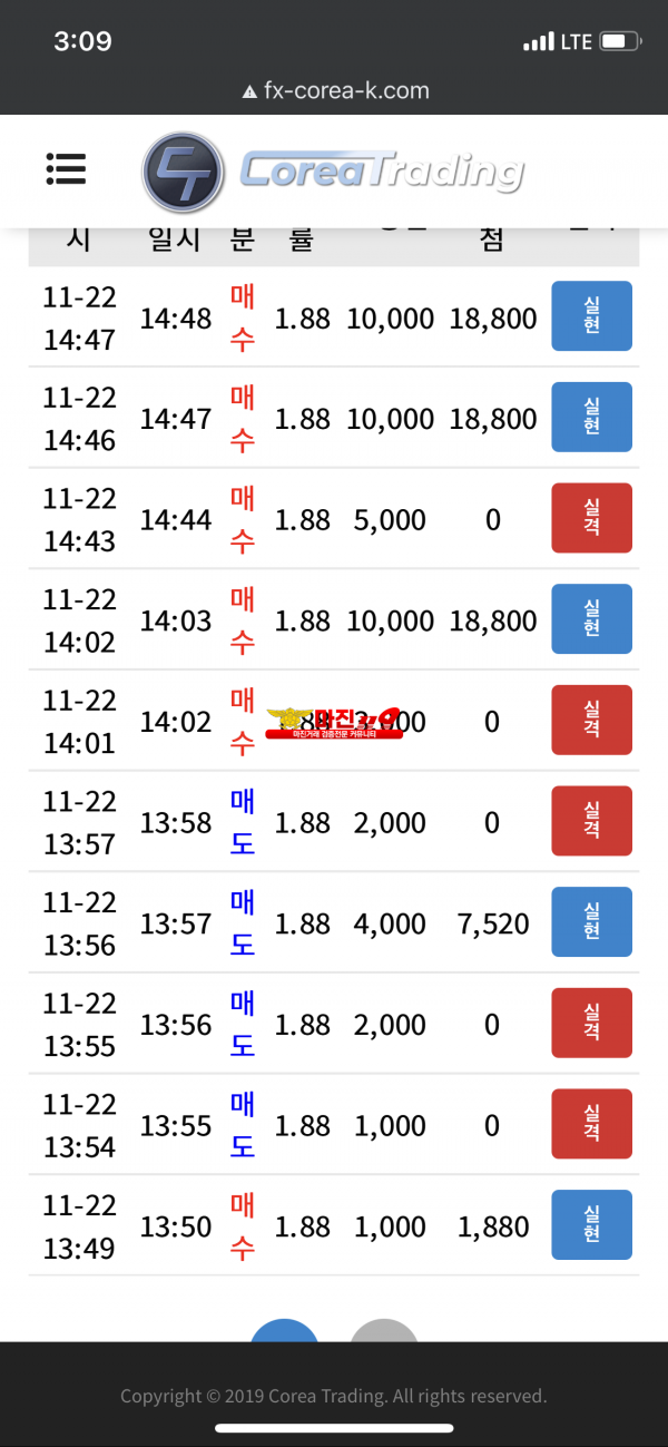 코리아 신뢰지점 수익인증