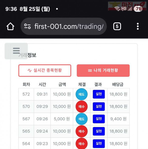 퍼스트트레이딩 신뢰점 8/25월 5연승인증