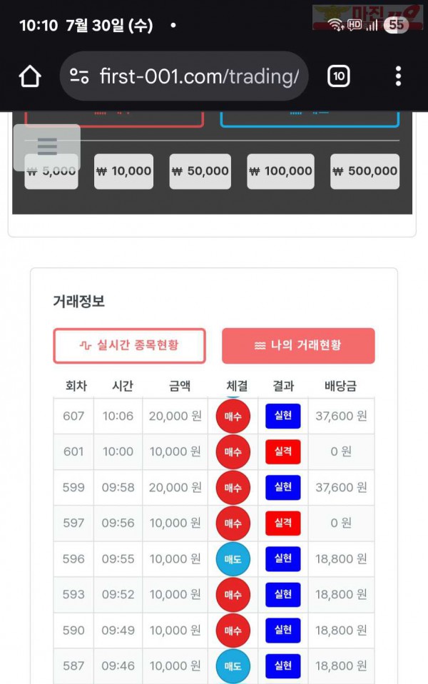 퍼스트트레이딩 신뢰점 7/30수 수익인증
