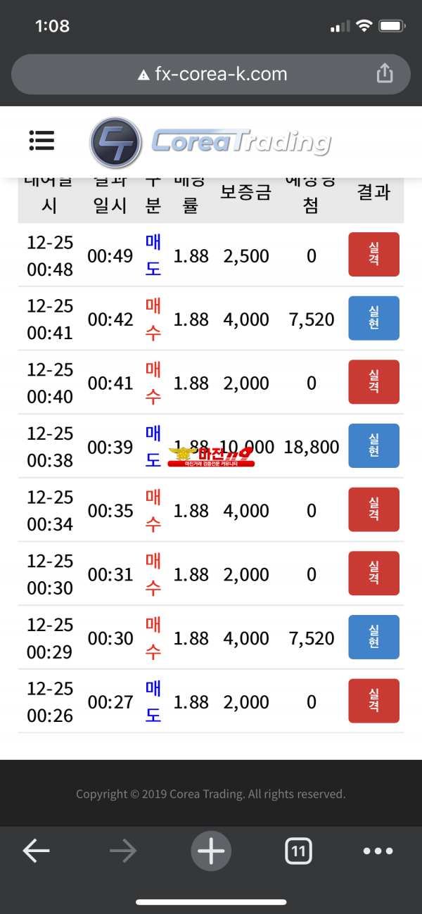 코리아 신뢰지점 수익인증