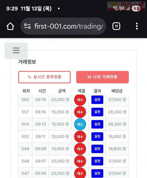 퍼스트트레이딩 신뢰점 11/13목 7연승인증