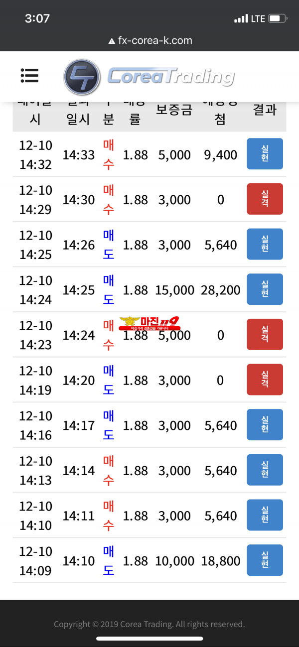 코리아 신뢰지점 수익인증