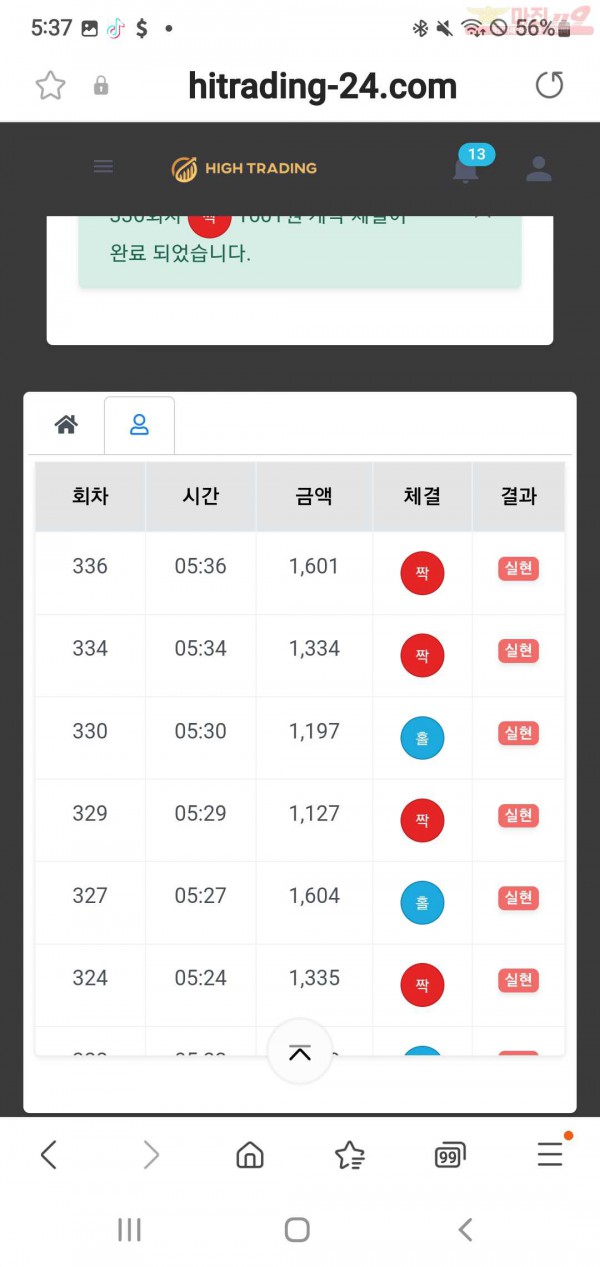 하이 777점 수익인증