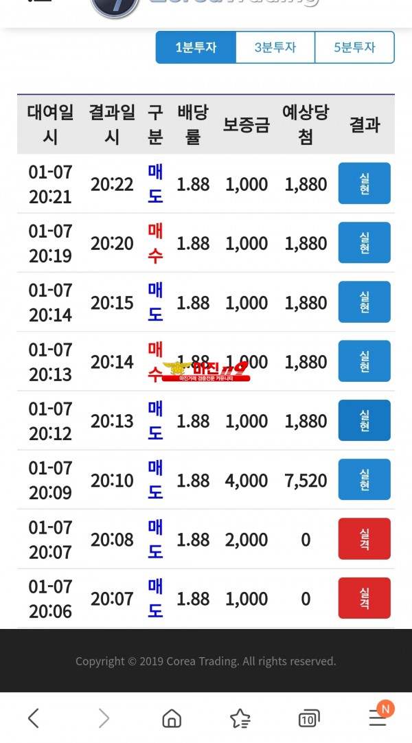 코리아 통일점 수익인증