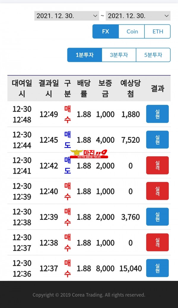 코리아 통일점 수익인증