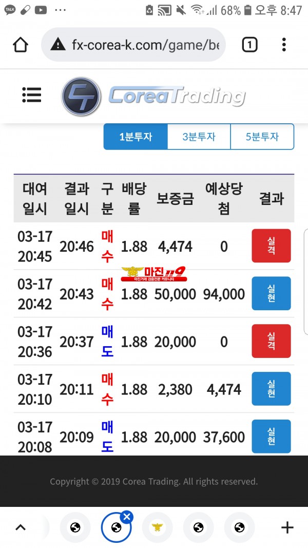 코리아트레이딩통일지사수익인증