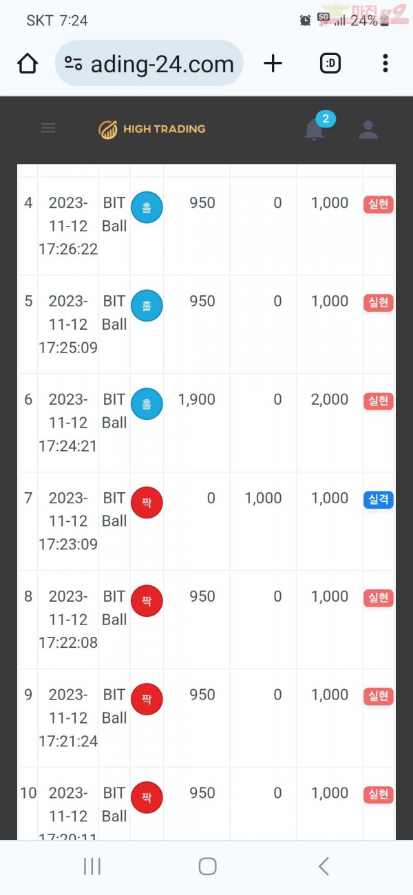 하이트레이딩 국대점 수익인증