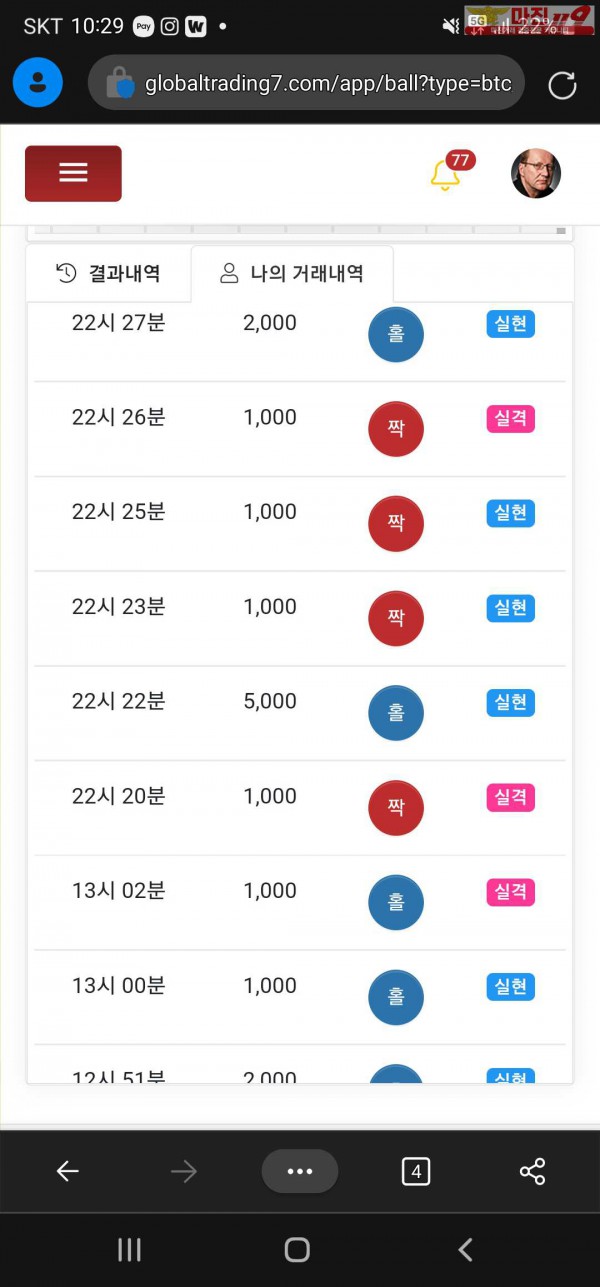 12/17 글로벌 777점 수익인증